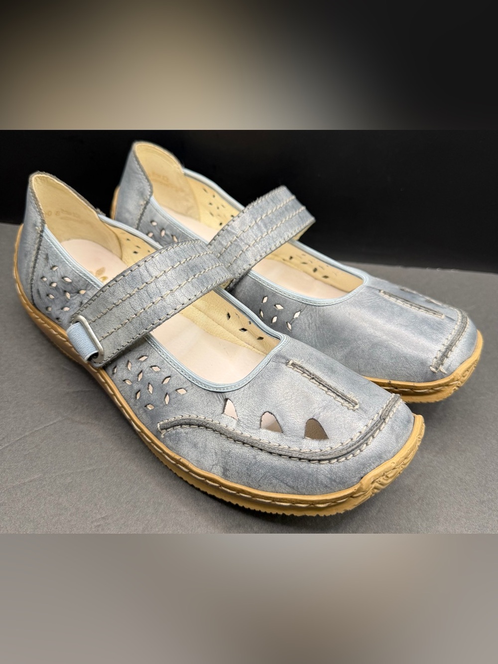 Rieker-Women's Light Blue Mary Jane Comfort Shoes, Size:42
